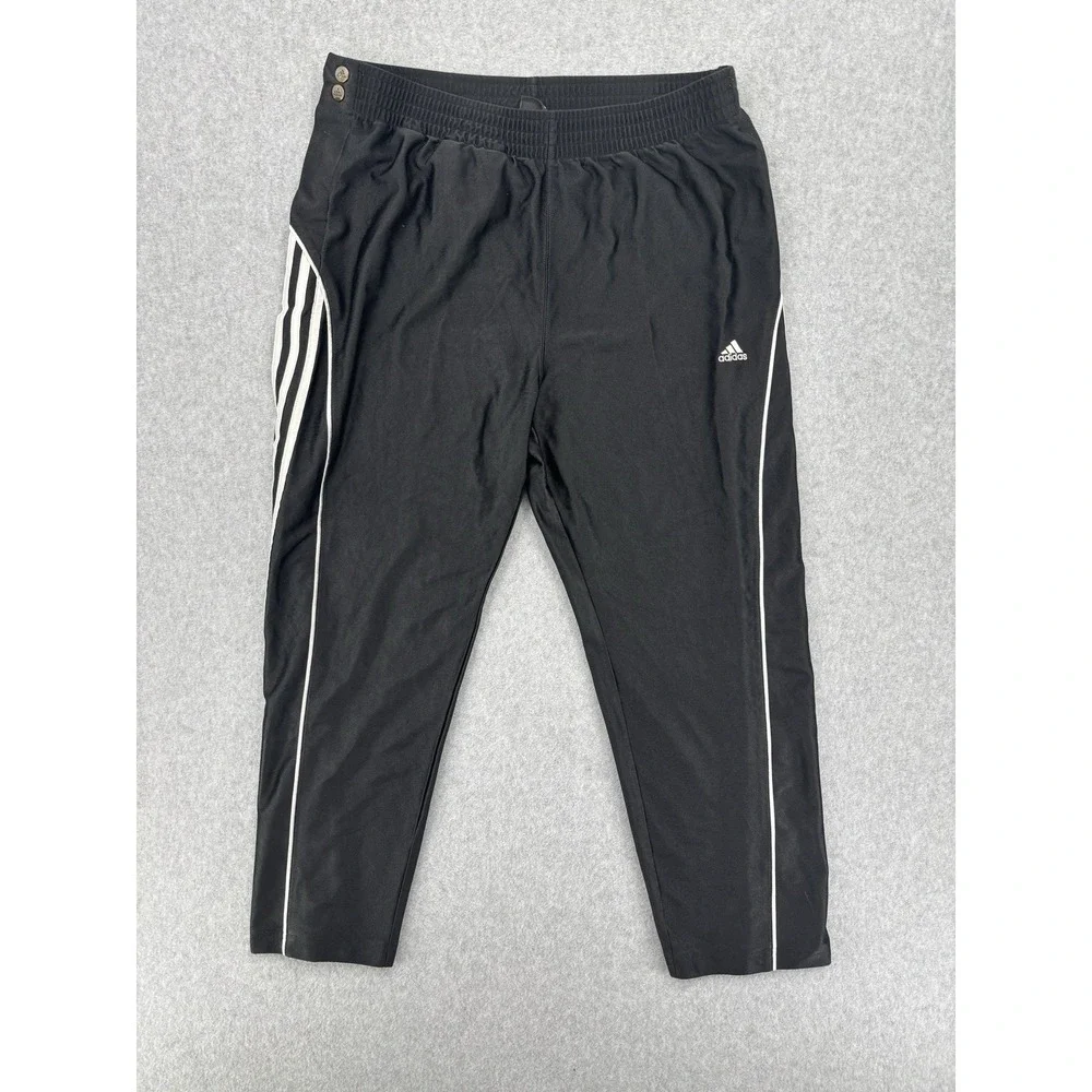 Vintage Adidas Men's Small Black 3 Stripe Snap Track Pants Y2K